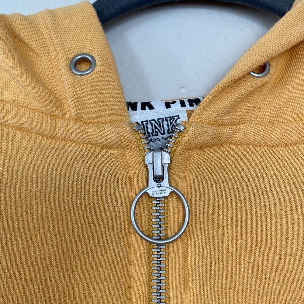 PINK Victoria’s Secret Yellow Quarter Zip Hoodie Sweatshirt Women’s Size XS - Picture 5 of 11